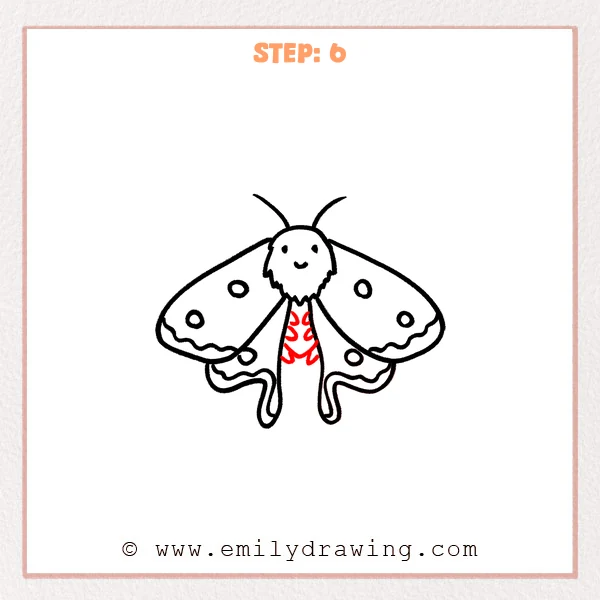 how to draw a luna moth - Step 6